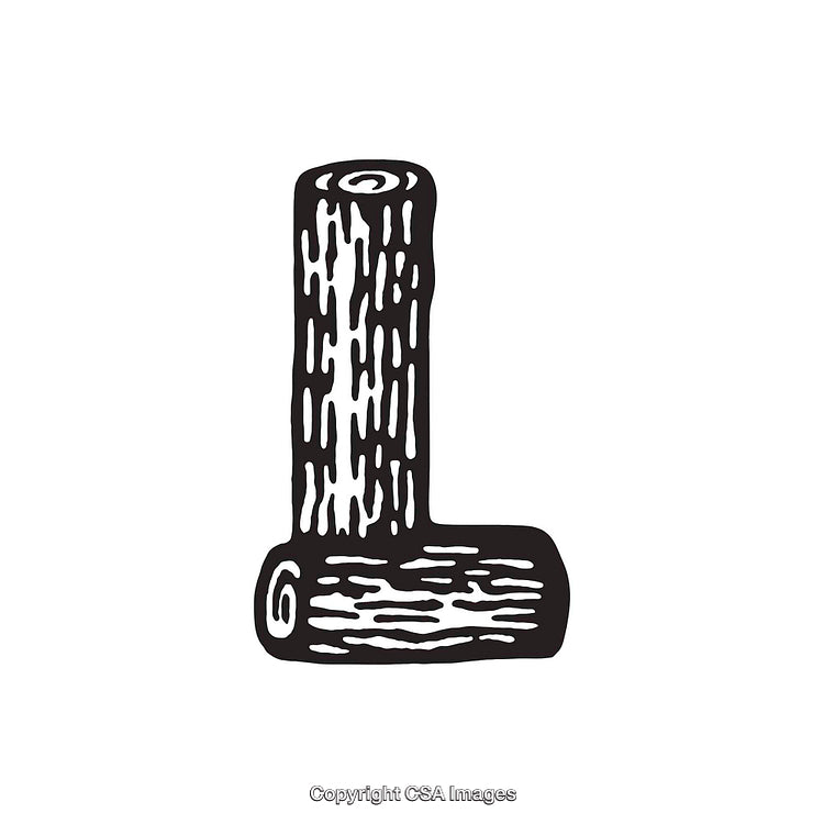 Creative Wood Textured Letter L Illustration in Black and White Design