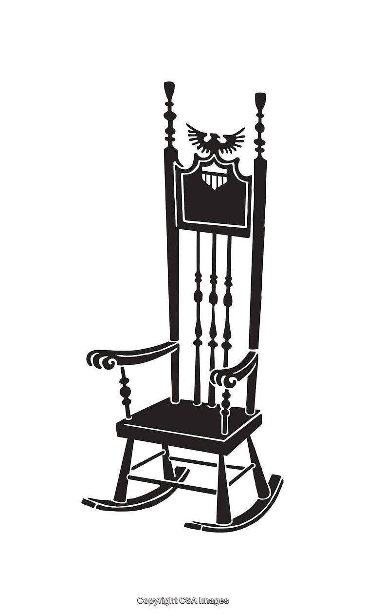 Illustration of a Stylized Rocking Chair with Ornate Design Elements