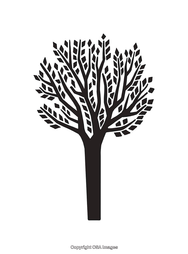 Stylized Silhouette of a Tree with Abstract Leaves Design