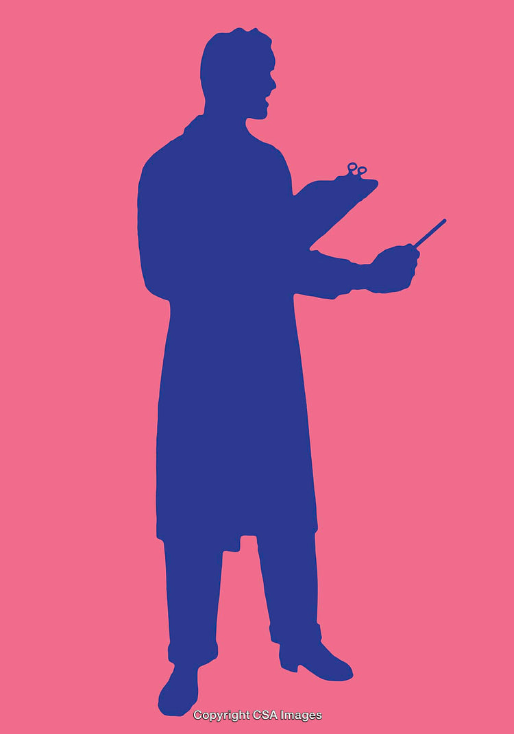 Silhouette of a Professional Holding Tools on a Pink Background