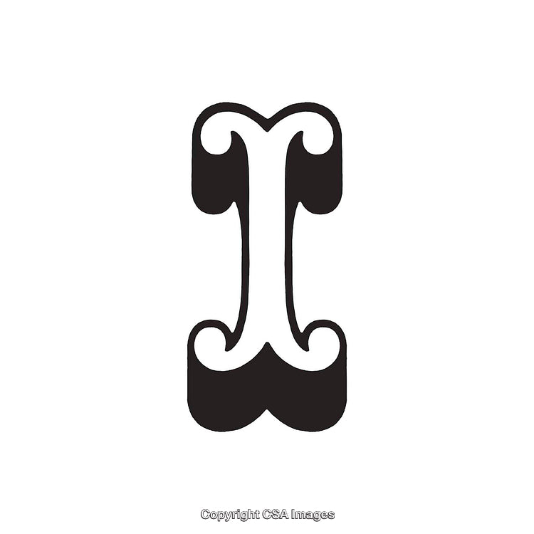 Decorative Black and White Illustration of the Uppercase Letter I