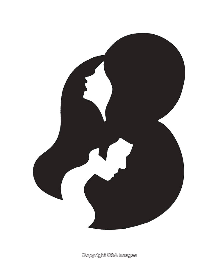 Black and White Silhouette Illustration of Emotional Human Faces in Abstract Style
