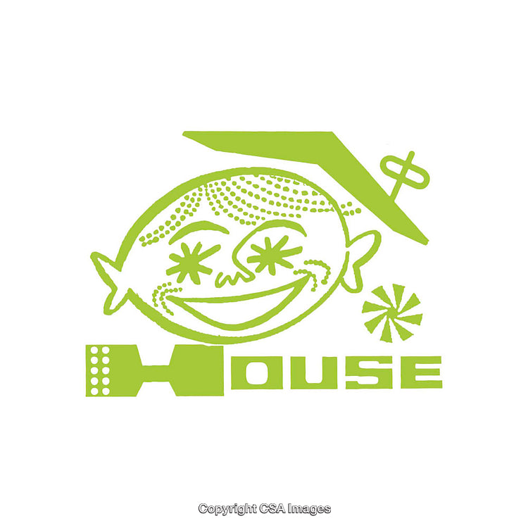Abstract Green Illustration Featuring Smiling Face and Creative Design Elements