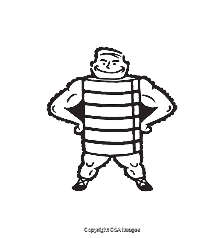 Vintage Black and White Cartoon Character in a Playful Pose