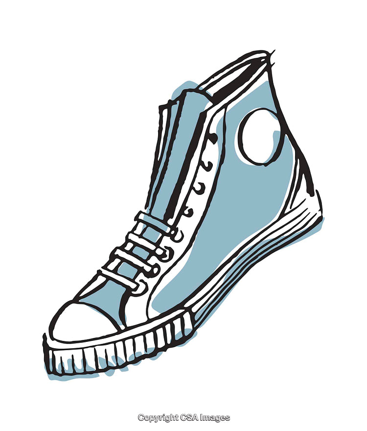 Colorful Hand-Drawn Illustration of a High-Top Sneaker