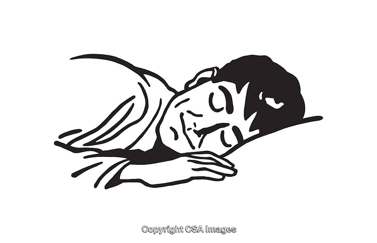 Black and White Line Art of a Man Peacefully Sleeping