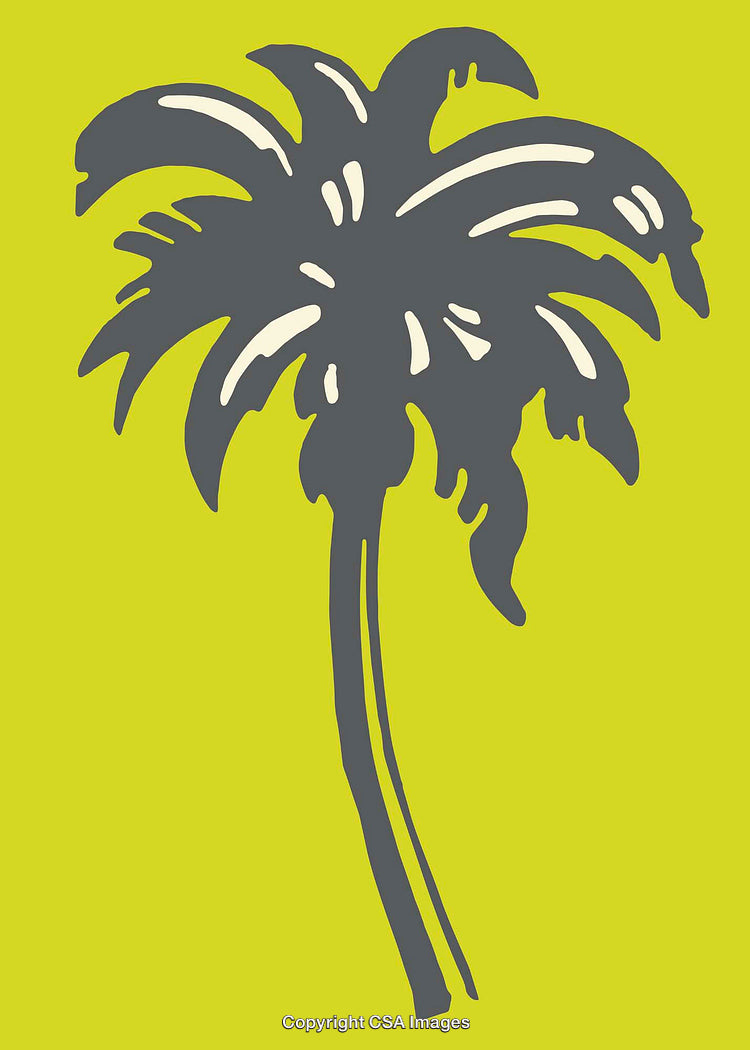 Abstract Palm Tree Illustration with Vibrant Green Background