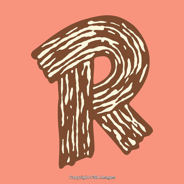 Letter R with a Retro Textured Design on a Warm Background