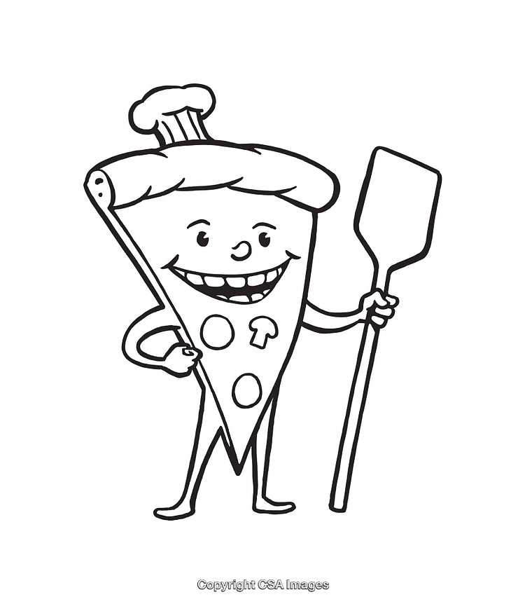 Friendly Pizza Slice Character Illustration Holding A Pizza Peel