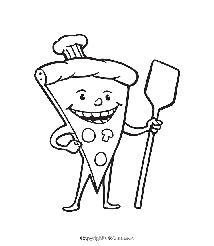 Friendly Pizza Slice Character Illustration Holding A Pizza Peel