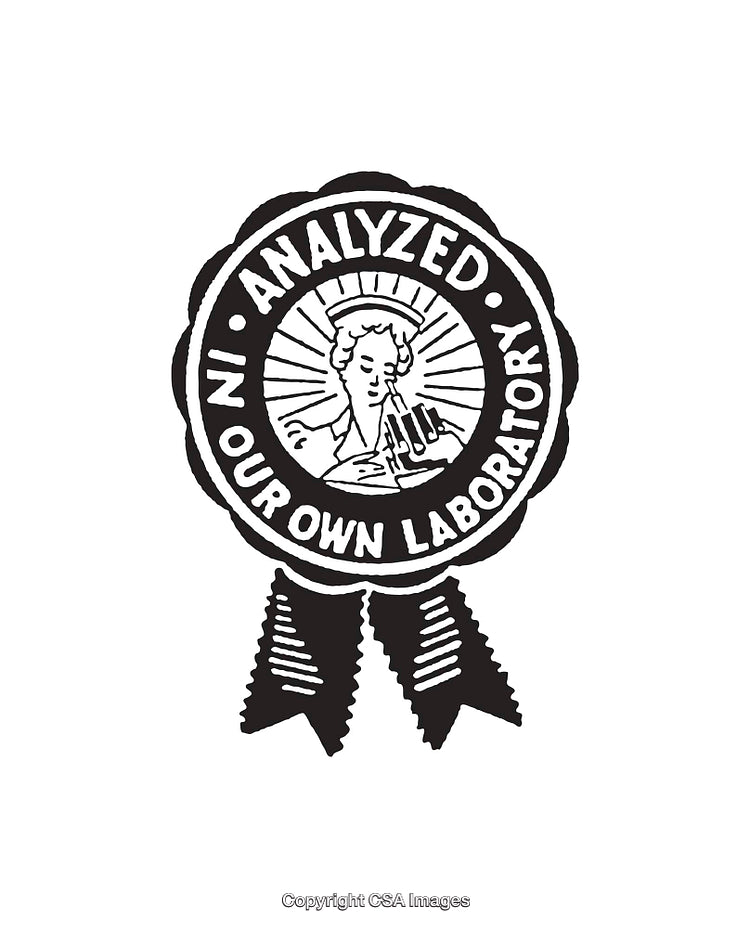 Laboratory Analysis Stamp Black and White Line Art Illustration
