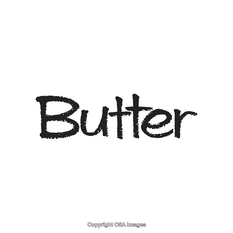 Creative Text Illustration of the Word 'Butter' in Bold Black Font