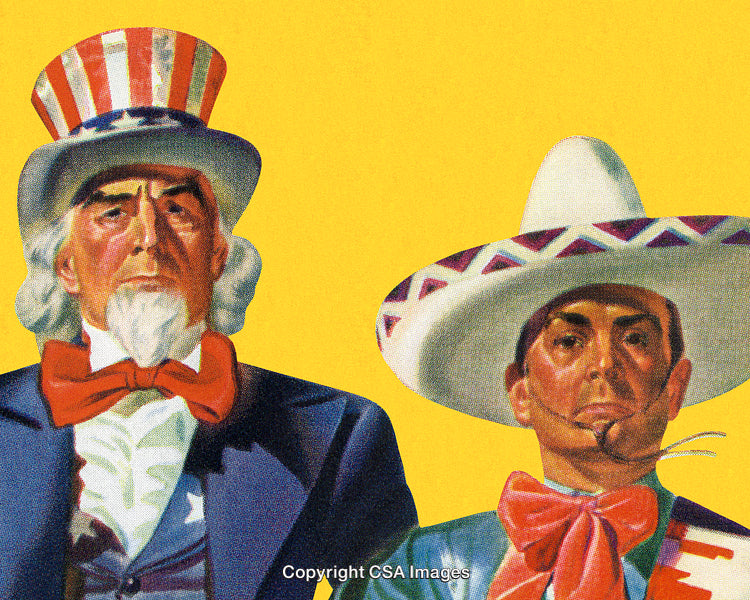 Illustration of Two Distinguished Figures In Cultural Attire with Bright Yellow Background