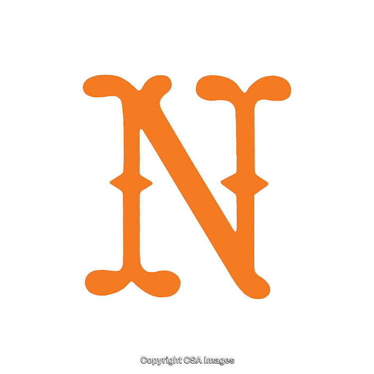 Orange Old-Style Letter N Isolated on White Background