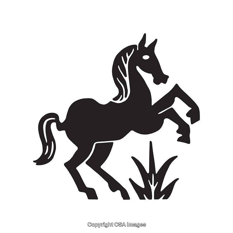 Stylized Silhouette of a Horse Rearing on Its Hind Legs