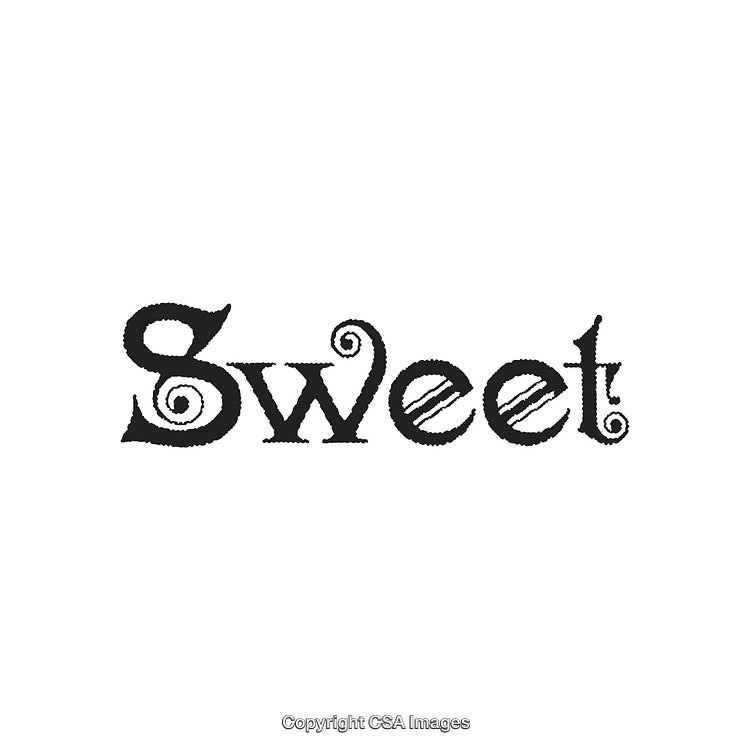 Artistic Black Sweet Typography with Whimsical Font Design on White Background