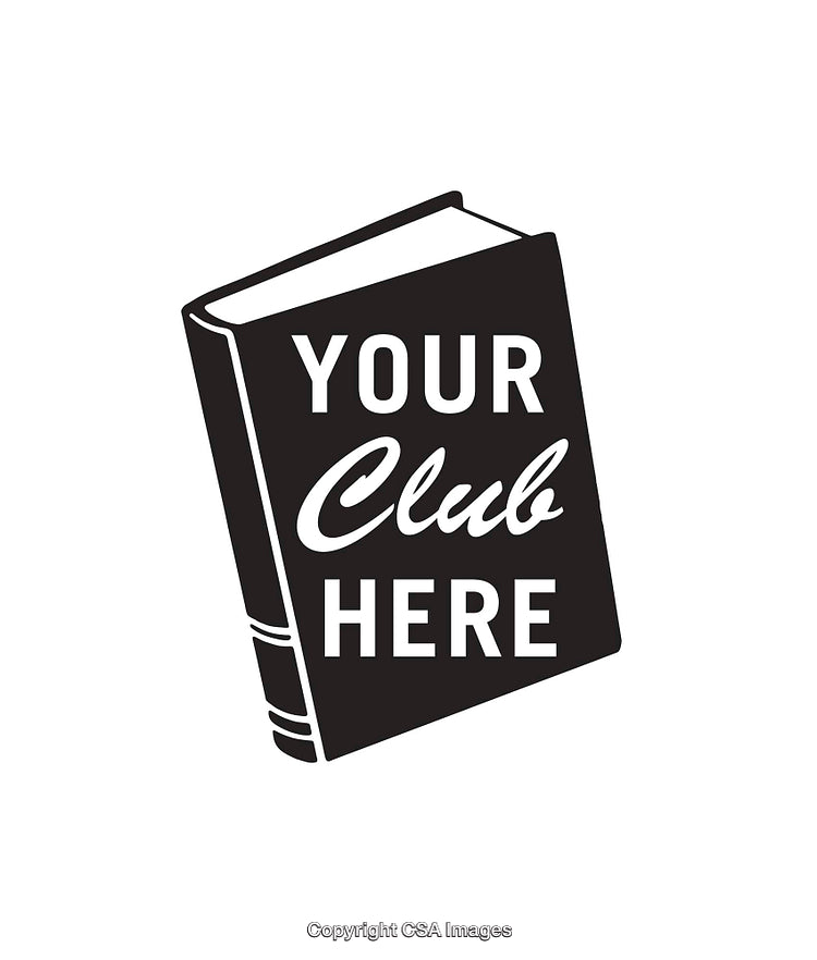 Black and White Book Illustration with Customizable Club Title