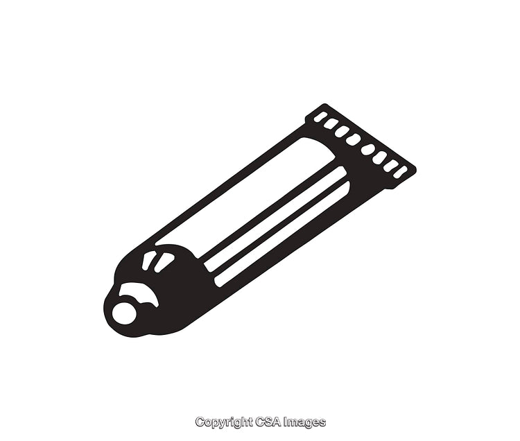 Simple Black and White Illustration of a Tube with Retro Style