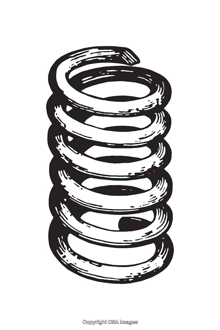 Black and White Illustration of a Helical Spring on White Background