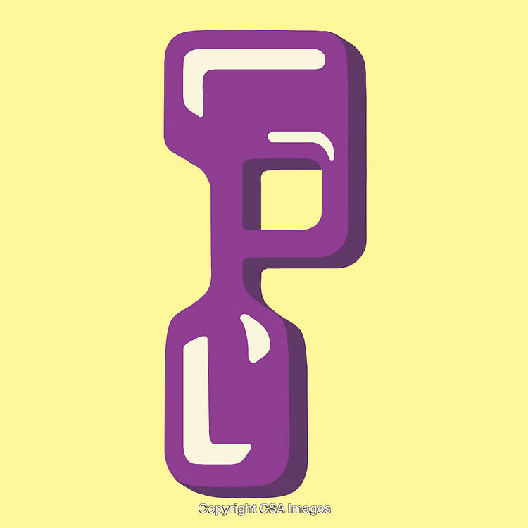 Bold Purple Letter P Illustration on Yellow Background