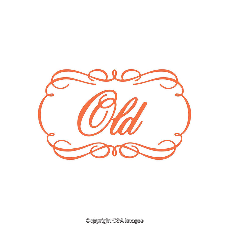 Elegant Vintage Style Word Design with Orange Decorative Frame