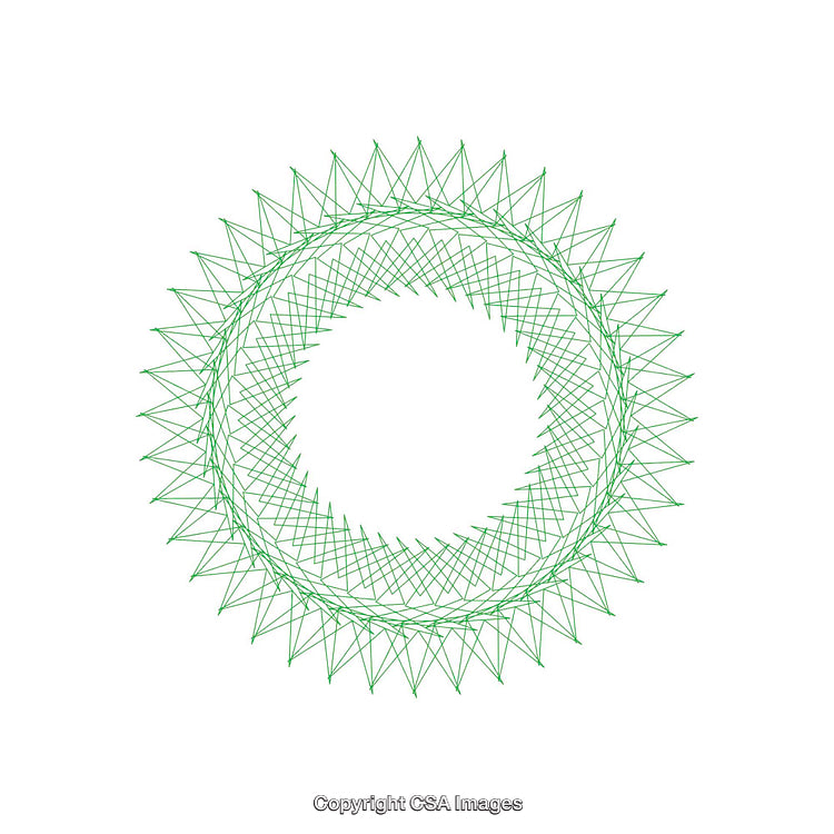 Green Geometric Circular Pattern with Interwoven Lines and Symmetry