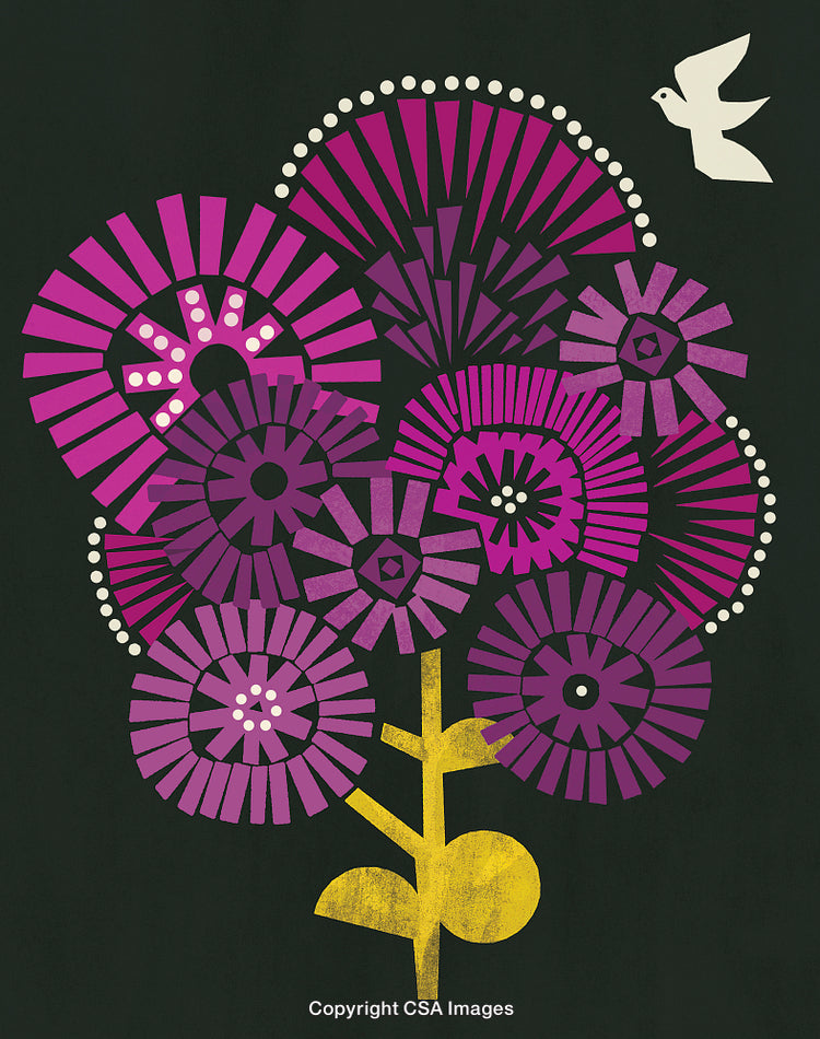 Creative Geometric Flower Pattern with Vibrant Colors on Dark Background