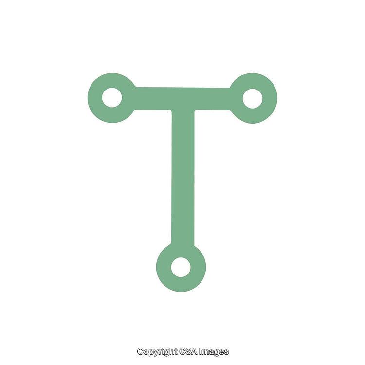 Green Abstract Letter T Symbol with Circular Design Elements