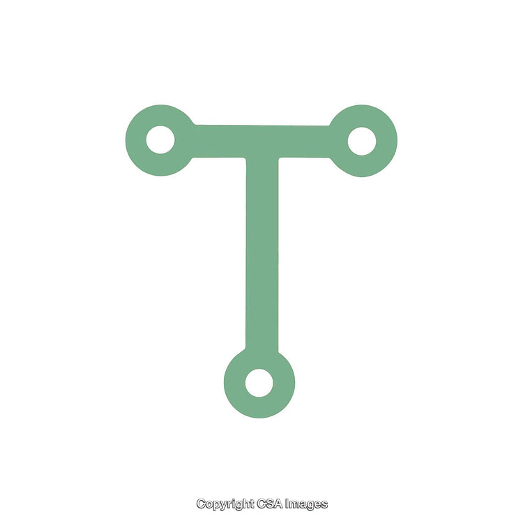Green Abstract Letter T Symbol with Circular Design Elements
