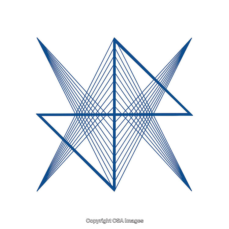 Abstract Blue Geometric Star Design with Parallel Line Patterns