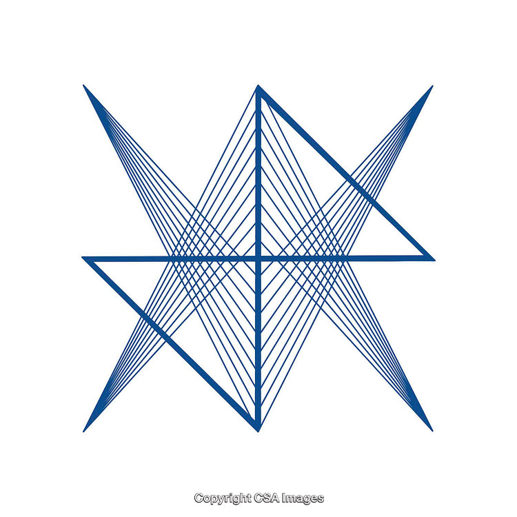 Abstract Blue Geometric Star Design with Parallel Line Patterns