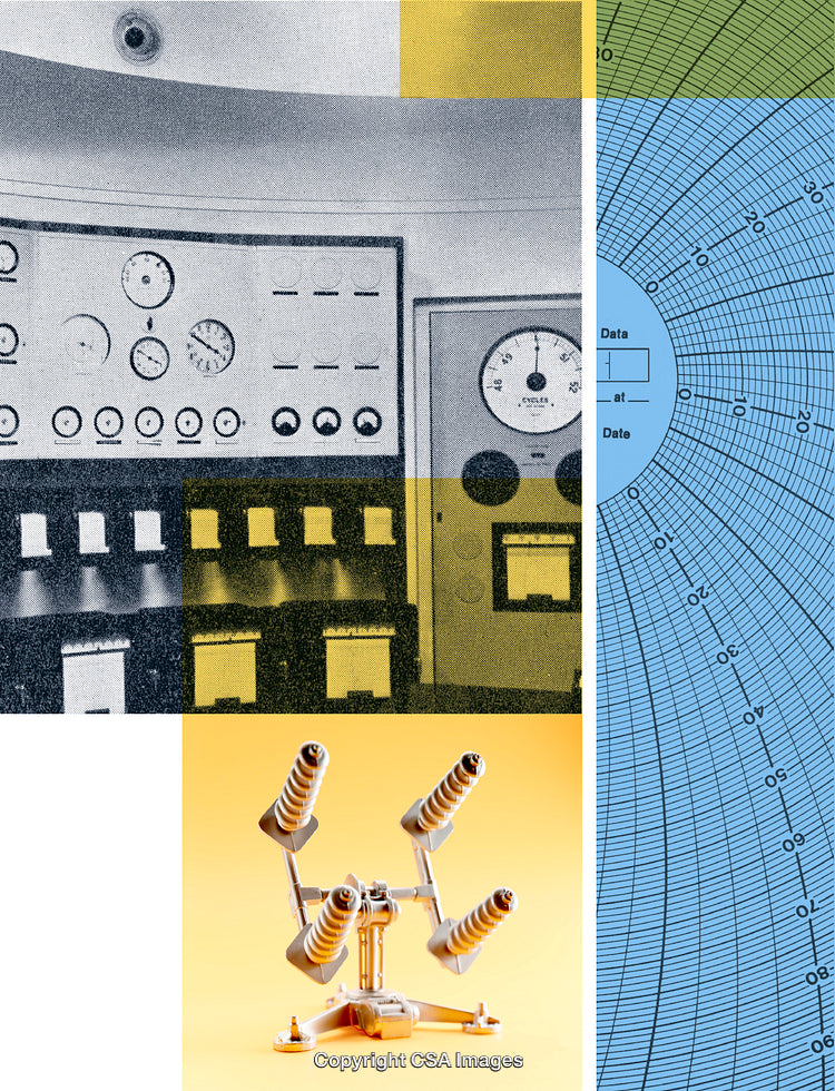 Retro Scientific Control Panels and Mechanical Apparatus Art Collage