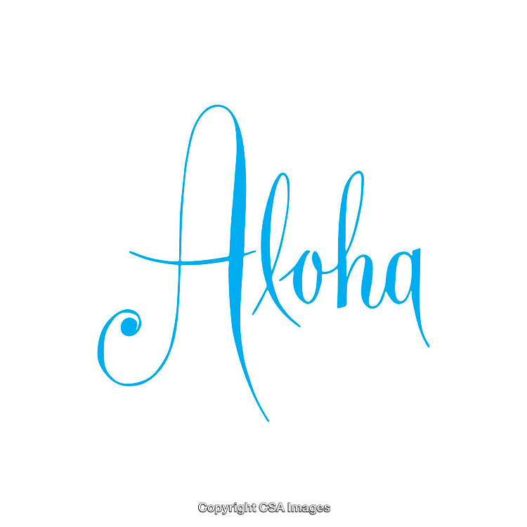 Elegant Blue Aloha Calligraphy on Minimalist White Background