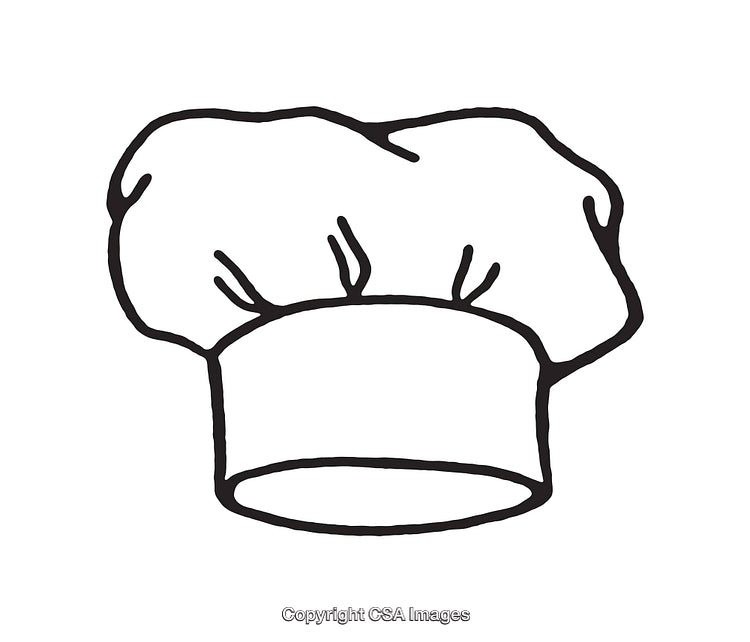 Simple Black and White Line Art Chef Hat Illustration