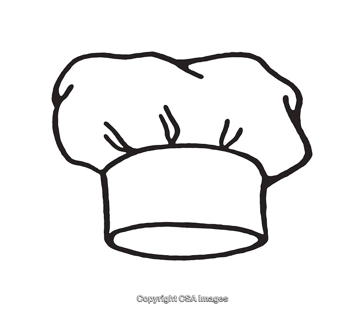 Simple Black and White Line Art Chef Hat Illustration