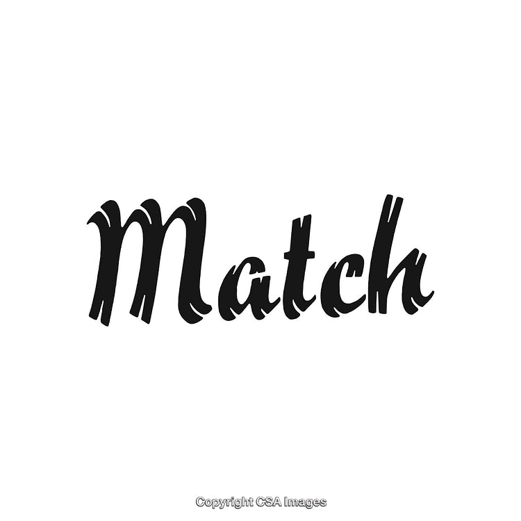 Black Stylistic Text Displaying the Word Match on White Background