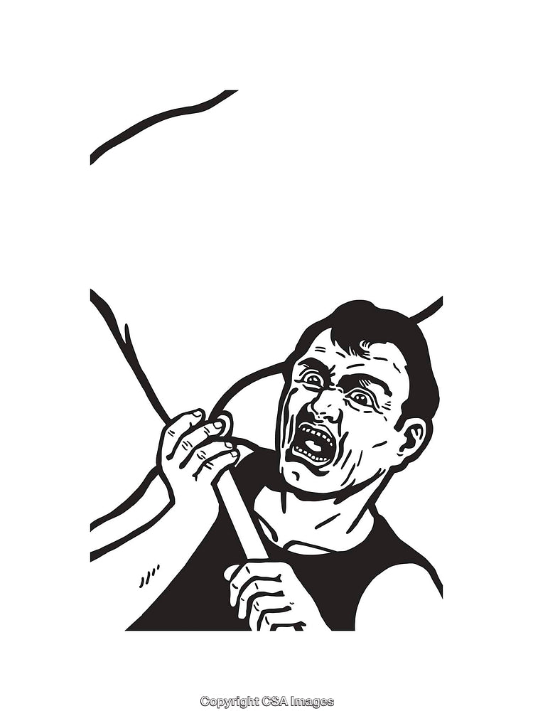 Black and White Line Art Illustration of a Surprised Individual