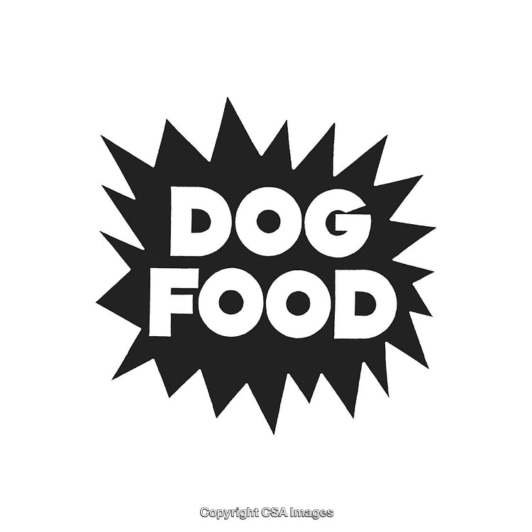 Black and White Dog Food Text in Bold Graphic Design