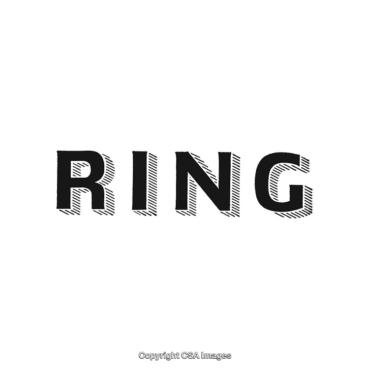 Stylized RING Typography with Bold and Angled Hatch Design