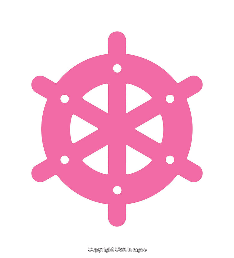 Pink Nautical Helm Icon Symbolizing Navigation and Maritime Adventure