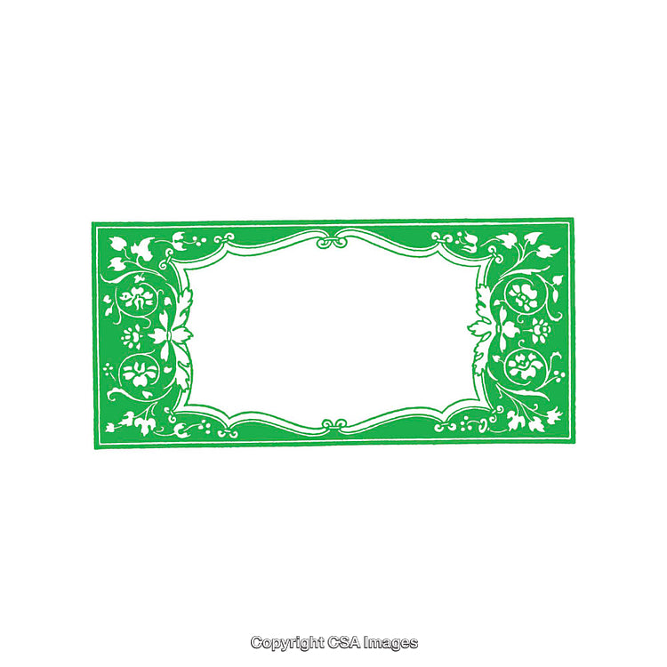 Ornate Green Floral Border With Decorative Vintage Design On Blank Background