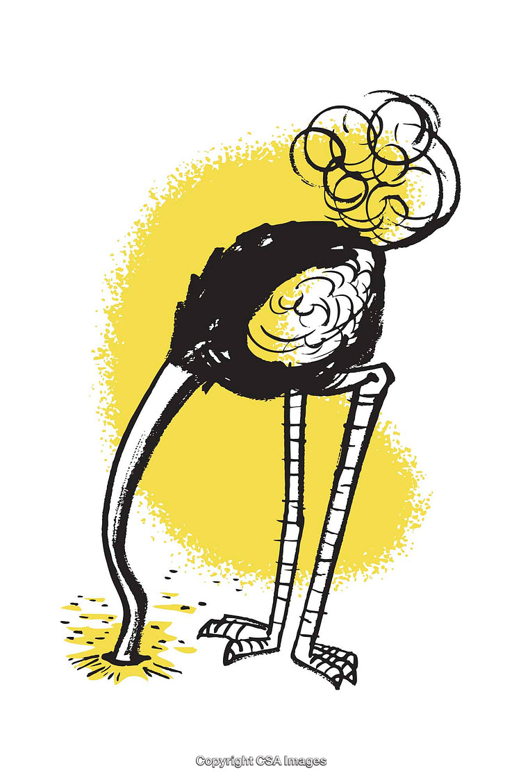 Colorful Illustration of an Ostrich Showcasing Humorous Behavior