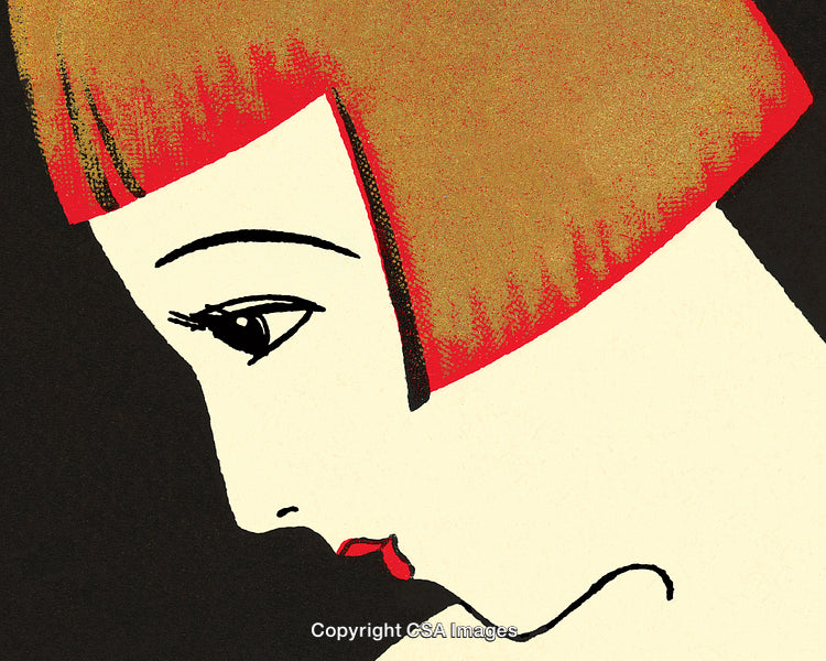 Elegant Illustration of a Woman's Profile with a Vintage Style