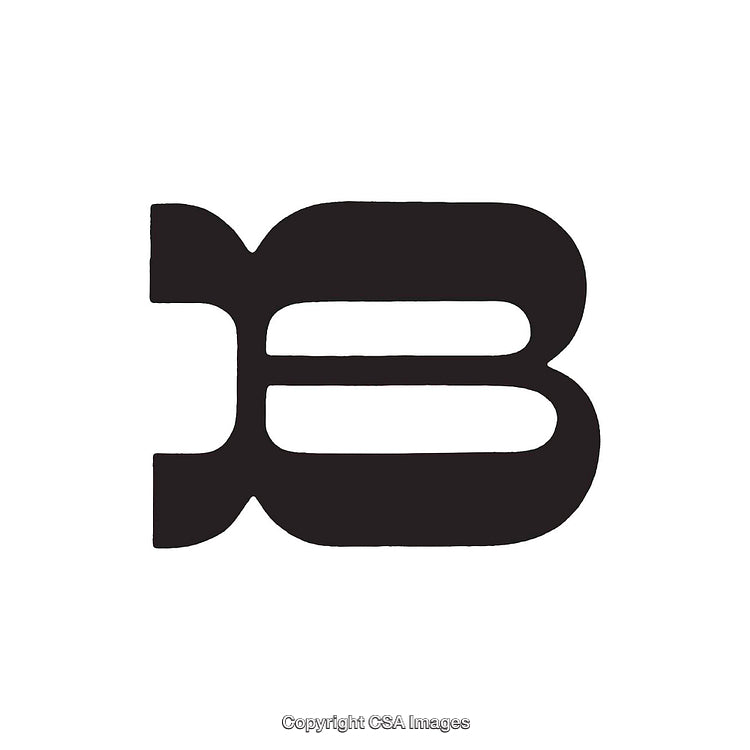 Abstract Black Letter B Typography Design on White Background