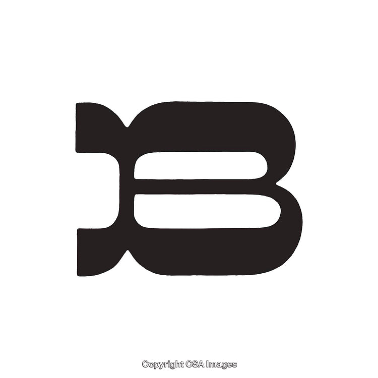 Abstract Black Letter B Typography Design on White Background
