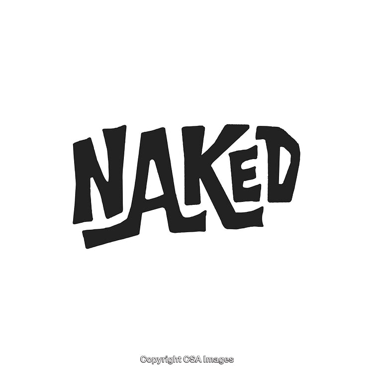 Bold Black and White Creative Text Design of the Word "Naked"