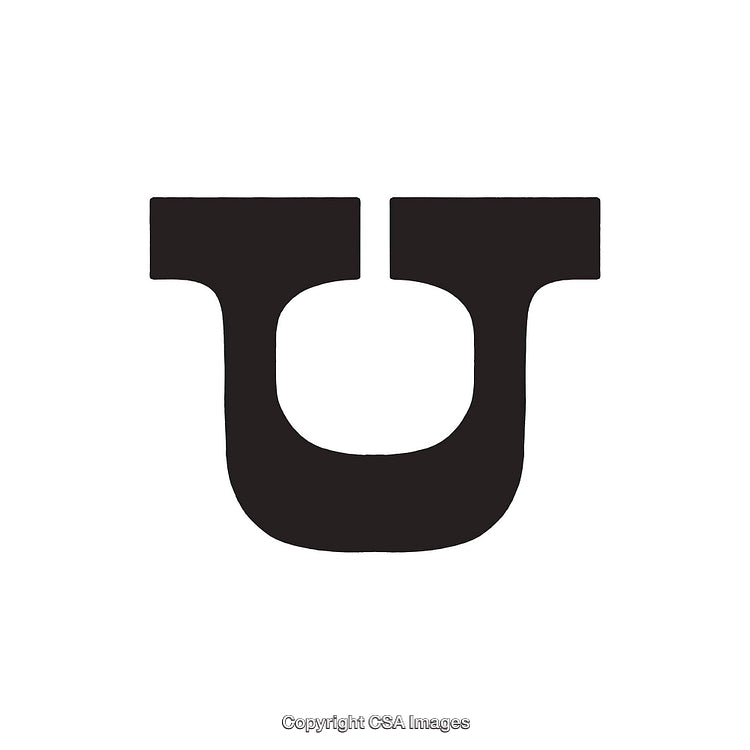 Minimalist Black Letter U Uppercase Typography on White Background