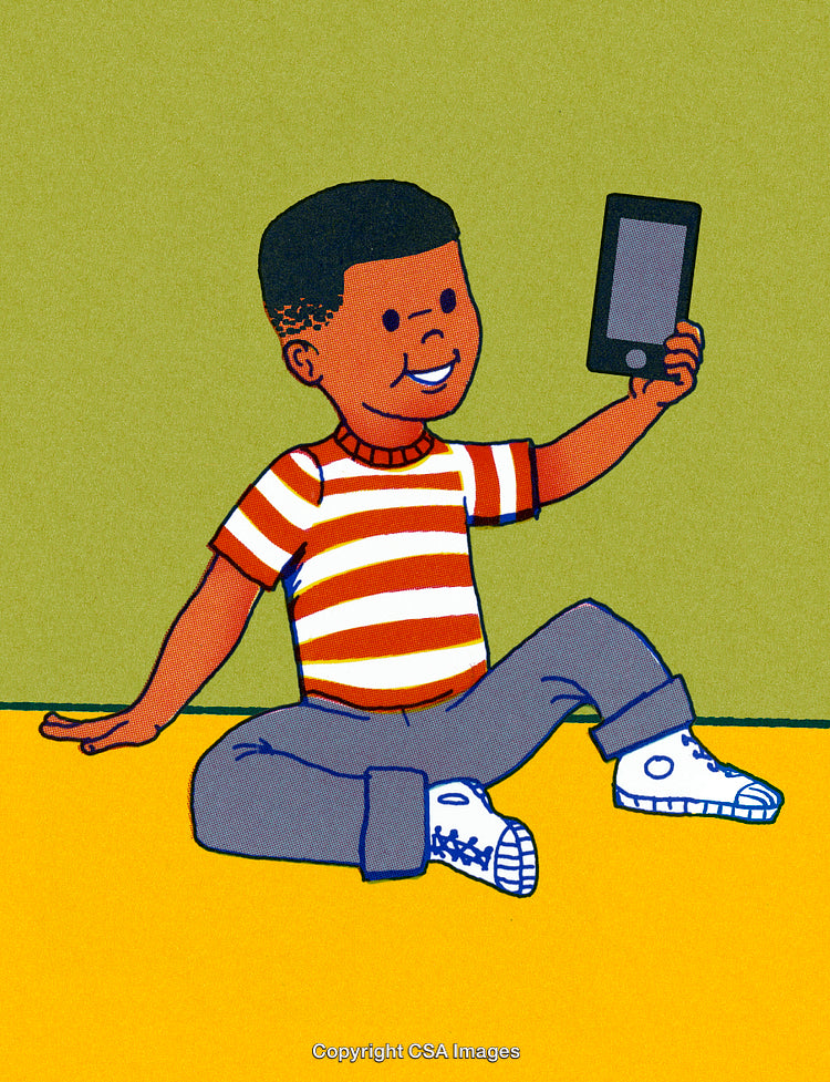 Cheerful Child Taking a Selfie with a Smartphone in a Playful Setting