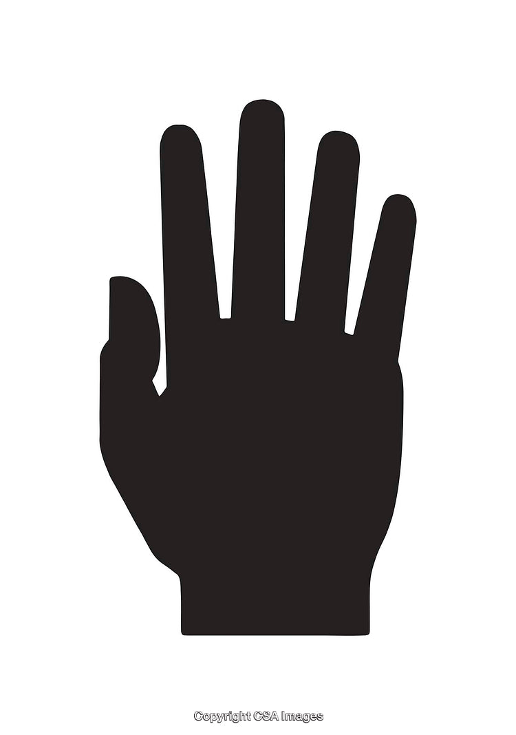 Black Silhouette of a Hand Symbol Isolated on a White Background