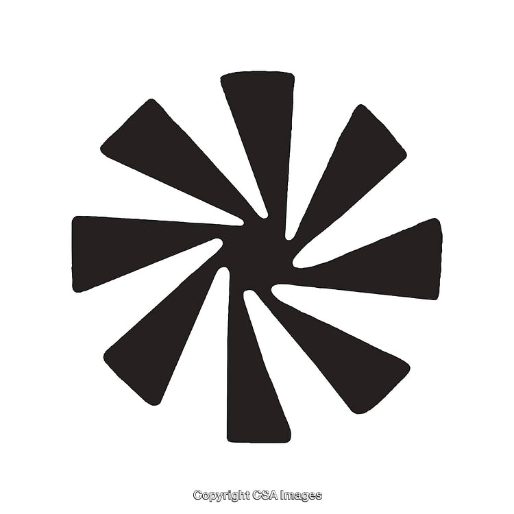 Abstract Black and White Geometric Sunburst Shape Illustration